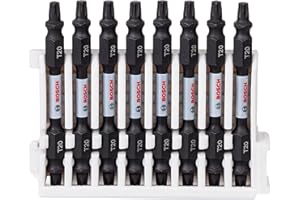 BOSCH ACCESSORIES Bosch Professional 8 pièces Pack d'Embouts de Vissage Double Tête Torx (Impact Control, 8 x T20-T20 Bits, Longueur 65mm, Pick and Click, Accessoires de visseuse à percussion)