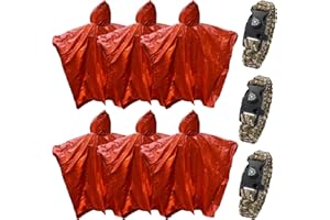 RLXMARTD Notfallponcho, 3-in-1-Notfall-Armband, Notfall-Isolationsdecke, Überlebens-Campingdecke, geeignet für Marathons, Outdoor-Reisen, Wandern oder Erste Hilfe, 6 Stück
