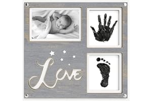 By SamOria Cadre Empreintes Bébé | Kit Empreintes Mains et Pieds Bébé | Empreintes Bébé avec Tampon Encreur sans Contact | Cadeau Naissance Fille et Garçon