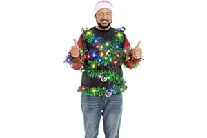 U LOOK UGLY TODAY Unisex Men's LED Christmas Jumper Light Up Novelty Rudolph Santa Reindeer Snowflakes Knitted Xmas Tree Ladies Sweater