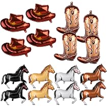 8 Stück Western-Partyballons – Cowboy-Stiefel & Hüte Aus Alufolie, Für Mottoparty-Deko