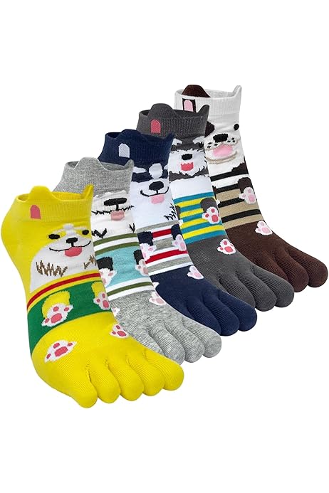 Calzini Con Dita Separate Donna - 5 Paia In Cotone Con Motivi Animaletti, Taglia 36-41 - Foto 9