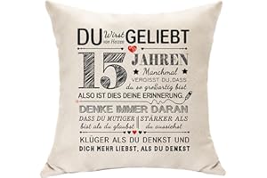 HASODEO 15. Geburtstag Geschenke für Mädchen und Jungen - Kissenbezug, Deko, Andenken, Abschlussgeschenke