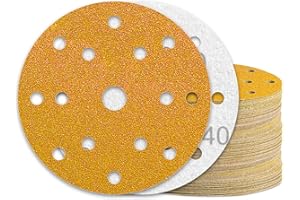 KONGMING 50 Piezas Disco Lija 150 mm Grano 40 15 Agujeros para Lijas para Lijadora Orbital
