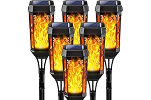 Joltix Lumière Flamme Solaire Exterieure, 6 Pièces 12 LED Etanche Lampe à Flamme Solaire, Torche Jardin Vacillante pour Décor, Lampe Solaire Exterieur avec Flammes Réalistes pour Patio,Chemins