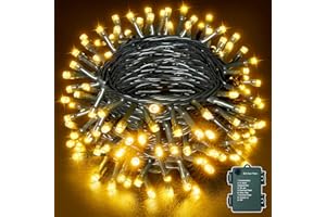 Ollny Fairy Lights Battery Operated, 10m 100 LEDs Outdoor Christmas Tree Light Battery Powered, Warm White Waterproof String Lighting with 8 Modes/Timer for Indoor Bedroom Outside Garden Decorations