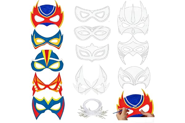 Färgmask för barnfest, 12 stycken färgglada superhjältemasker DIY skapa din egen mask DIY cosplay målarmasker för barn klä upp födelsedagsfesttillbehör