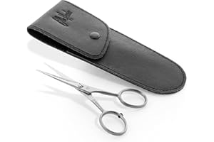 OTTO HERDER MANICURE OTTO HERDER Ciseaux à barbe en Solingen 10,8 cm en acier inoxydable avec micro-denture unilatérale et stoppeur/ciseaux à moustache pour couper et tailler les poils de barbe et poils de nez
