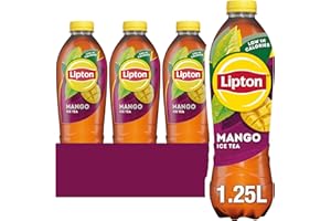Lipton​ Mango​ Bottled Ice Tea​ 1.25 L (Pack of 6), low calorie​ soft drink​, 100% black tea extract