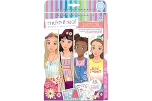 Make It Real An Liebe und Gänseblümchen inspiriertes Modedesign-Skizzenbuch mit Schablonen und Aufklebern für Kreativität - Kunst- und Bastelarbeiten für Kinder Malbuch - Geschenke für Mädchen