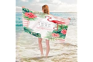 TZPAUG Grande Serviette de Plage,180 x 90cm Drap de Plage,Serviette de Plage en Microfibre Anti Sable, Serviette de Plage Anti Sable Sechage Rapide pour Plage/Piscine/Chaises de Plage (Flamant)