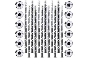 GOLDGE 12 Stück Fußball Mitgebsel Bleistifte, 12 Stück Fußball Radiergummi Kinder Fussball Deko Geburtstag Kinder Bleistifte mit Radiergummi für Schule Schreibwaren Kindergeburtstag Gastgeschenke