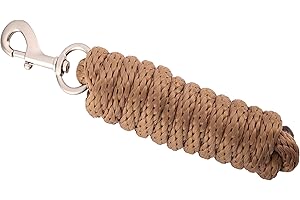 Merauno® Maglia di guida per cavallo – maglia di collegamento in diversi design alla moda, guinzaglio di guida, corda di collegamento, pony, asino, capra lunga maglia con moschettone (cachi,