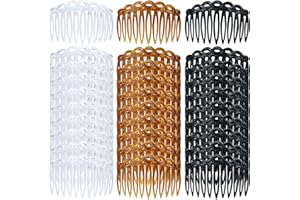 Cinaci 30 Pieces Clear White Brown Black Water Wave French Twist Hair Side Combs with 11 Teeth Bridal Wedding Veil Combs Accessories for Women Girls