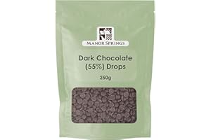 55% Dark Chocolate Drops 250g by Manor Springs for Baking, Desserts, Cookies, Cakes, Muffins, Cupcakes & Decorating