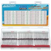 AUKENIEN 1W Zener Diode 30 Value Diodes Assortment Kit 3V 3.3V 3.6V 3.9V 4.3V 4.7V 5.1V 5.6V 6.2V 6.8V 7.5V 8.2V 9.1V 10V 11V