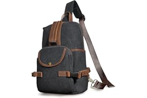 Handadsume lona + bolso diario de senderismo de cuero genuino, bolso de tirantes, bolso de hombro triangular, bolso de pecho masculino y femenino FB8013