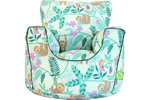 BEANLAZY Bean Lazy ® 100% Cotton Small Green Sloth Bean Bag Chair with Filling