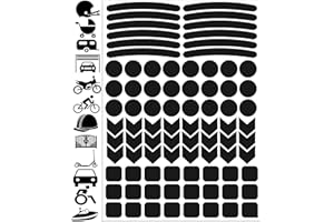 Biomar Labs® - Reflektoren Fahrrad - Reflektierende Aufkleber Reflexfolie Schwarz Stickers Set (84 Stück) - für Fahrrad Roller - Reflektoren Kinder Kinderwagen - Selbstklebende folie D 51