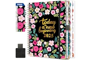 NEYSA Agenda 2025 Semainier Spirale de Janvier à Décembre 2025 (12 mois) A5 Agenda Scolaire Avec boucle de stylo,Règle Signet & Autocollants de plan (Rouge)