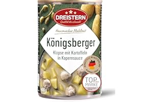 ‎DREISTERN DREISTERN Königsberger Klopse 400g I Mit Kartoffeln in Sauce I Herzhaftes Fertiggericht in recyclebarer Konservendose I Lange Haltbarkeit dank natürlicher Konservierung I Hausmacher Qualität