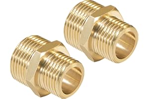 NIBOKEN Raccordo Filettato Maschio in Ottone da 3/4 a 1/2 Pollici, Maschio 3/4 "x Maschio 1/2" Filettatura Connettore Doppio Nipplo per Tubi (2 Pezzi)