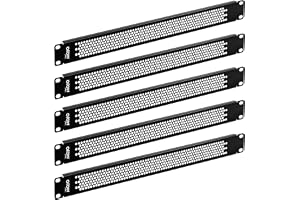 Tecmojo 1U Blindplatta, Rackmonteringsplatta för 19" Serverskåp, Nätverksskåp, Hölje och Rack, Perforerad, 5 Stycken