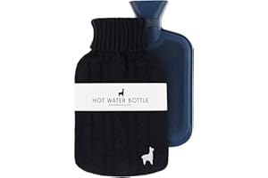 Nordstern Borsa dell'acqua calda di alta qualità, con rivestimento in maglia morbida, a prova di perdite, per alleviare il dolore, in gomma naturale, per bambini e adulti, colore: blu scuro