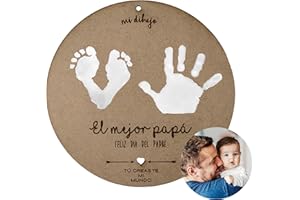 MIMUSELINA | Regalo Día del Padre | Recuerdo de Madera para Papá Primerizo | Perfecto para que el Bebé cree un Dibujo, Huella