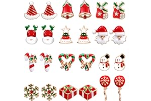 HICARER 12 Pairs Christmas Earrings Stud Drop Dangle Earrings Set Xmas Costume Jewelry for Women Girls