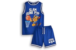 Paw Patrol Chłopięce Zestawy Koszulki i Spodenki Do Koszykówki | Dziecięcy dwuczęściowy strój sportowy Slam Dunk Pup | Zestaw pasujący dla dzieci