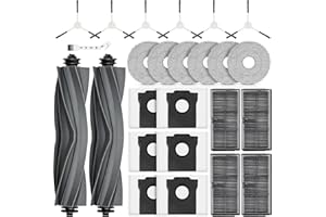 ‎NIXOOT 25 Stück Zubehör für DREAME L10s Ultra Gen 2 / L10s Pro Ultra Heat / X30 Ultra/MOVA E30 Ultra Saugroboter, 2 Hauptbürste 6 Wischtücher 4 HEPA Filter 6 Staubbeutel 6 Seitenbürsten 1 Reinigungsbürste