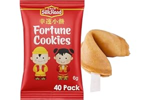 Silk Road Fortune Cookies Individually Wrapped 40 Pack, Crisp Golden Cookies with Fortune Messages, Ideal for Parties, Chinese New Year, Catering and Sharing