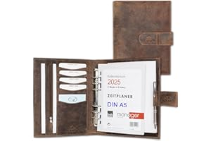 ‎ALMADIH ALMADIH Leder A5 Terminplaner mit Kalender 2024 & 2025 Schreibblock Premium Rindsleder BV Ledermappe Mappe Schreibmappe Organizer Terminkalender Ringbuchmappe Aktenmappe Konferenzmappe (braun vintage)