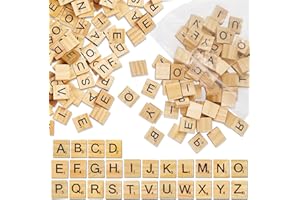 Oulesvte 100 Tuiles de Lettre en Bois, Jouable Lettres de Bois Puzzle Alphabets A à Z, Bois Artisanat avec Numéros, Convient à l'éducation des Enfants, aux Jouets pour Enfants, à l'artisanat