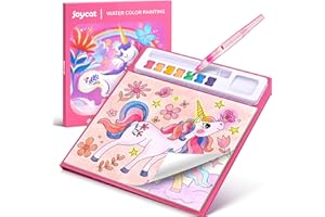 JoyCat Livre de coloriage avec peintures à l'eau pour tout-petits de 3 à 8 ans, kit de peinture aquarelle, pour arts et bricolage, jouet éducatif, cadeau d'anniversaire pour garçons et filles