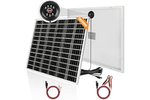 【50W 36V Panel Solar Kit】DERUXI Placa Solar 50 W Kit:Mono Cargador Solar 50W con Integrado Controlador de Carga PWM 6A+2 Pare de Cable SAE,PV Placas Solare Camper para Baterías GEL, AGM, LiFePO₄ 24V