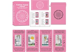 Smoostart Cartas Tarot Español Rosa para Principiantes con Explicación, Tarot con Guía para Principiantes, Incluye una Bonita Bolsa de Almacenamiento