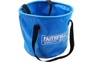 Seau Pliable étanche Faithfull – Conteneur léger en PVC avec poignées Robustes et Design Compact et Pliable à Plat pour Le Nettoyage, la vidange, Le Camping et la plomberie – Capacité de 12 L