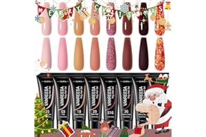 VANREESA Kit Uñas Acrilicas, 8 Colores 15ML Kit Gel Constructor Uñas Profesional con Rosa Marrón Rojo Purpurina Kit de Gel Semipermanente para Uñas, Set de Manicura Regalo para Mujer