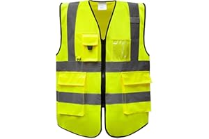 MHsons Hi Vis Reflective Safety Vest Waistcoat Executive Zip High Visibility Viz Conforms to EN20471 Class 2 Yellow Orange Blue