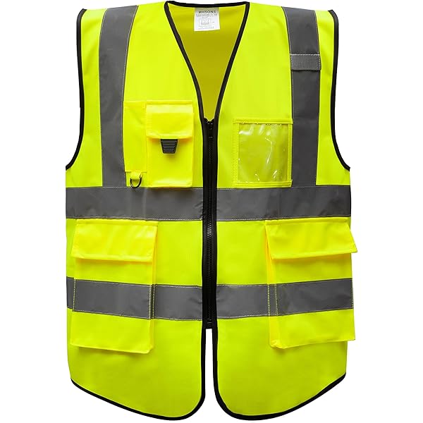 Hao Zhu 2 Pack Hi Vis Vests,Hi Vis Safety Vests With Pockets Zipper Front Night Workwear Reflective Vest For Traffic Work Surveyor And Security Guard Construction Vest