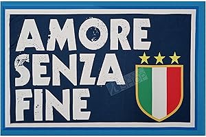 LIGUORO SHOP Bandiera Del Napoli Cm 120x80 "Amore Senza Fine" Campione D'Italia Festa Tifosi 3° Scudetto Calcio Tricolore