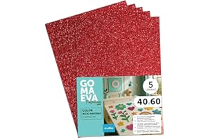 m-office Fogli di Gomma Eva Colorata Glitterata, Gomma Crepla per Scrapbooking, Scuola, Cartoncini Creativi, Lavoretti, Torte Scenografiche, Scuola o Progetti Artistici 40x60cm (Rosso Natale, 5uds)
