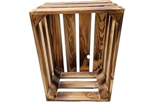 ‎TERAMICO Teramico Weinregal Holzkisten Weinkisten Obstkisten Bar Verschiedene Varianten weiß geflammt 50cm 40cm (Geflammt 38cm)