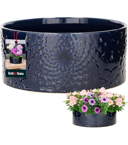 Olly & Rose Keramik-Übertopf Flach – 20 Cm, Cremefarben, Für Pflanzen Innen & Außen