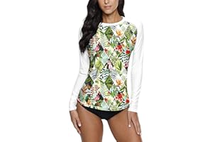 BesserBay Damen Surf Shirt Bademode Rash Guard UV Shirts Langarm Schwimmen Tankini UPF 50+ S-XXL