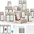Spice Storage Solution - 16 Pack Glass Jars With Shaker Lids - 120ml Square Kitchen Spice Containers for Salt, Pepper, Herbs and More