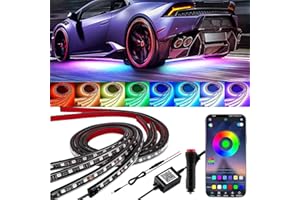 YUGUANG 4Pcs Underglow Light Kit for Car, APP Control Multicolor Underglow Light Kit Music Sync RGB Underbody Strips Light Waterproof for Car Trucks SUVs.