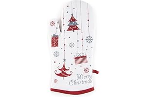 Excelsa Merry Christmas - Guante de Horno, algodón, decoración navideña, 32 x 18 cm